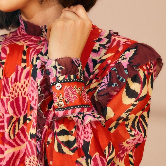 Farm Rio Mixed Floral Ruffle Mini Dress - Picture 7 of 12